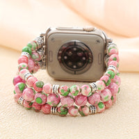 Bracelet Apple Watch en perles de jade rose, vue détaillée 3