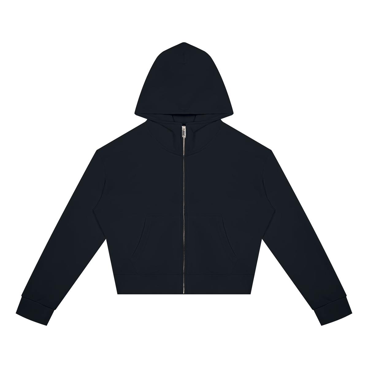 Sweat zippé crop top femme original noir, vue de face
