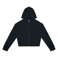 Sweat zippé crop top femme original noir, vue de face