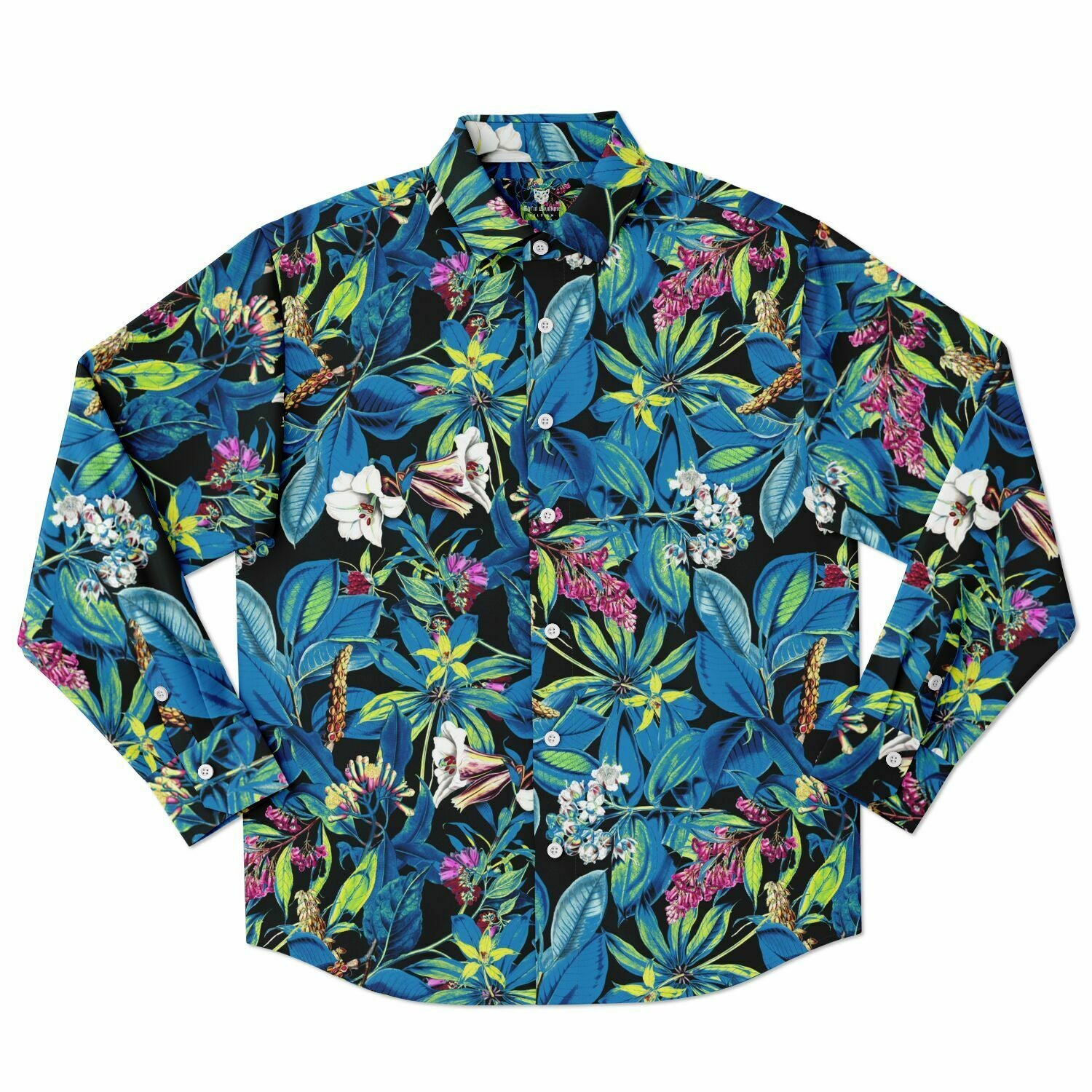 chemise bleue à motifs floraux pour homme