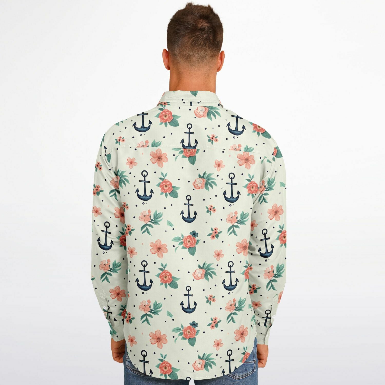 chemise à manches longues homme motif fleuri