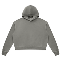 Hoodie femme délavé vintage gris, vue de face