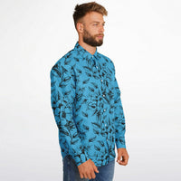 Chemise Homme bleue à fleurs noires - Manches Longues