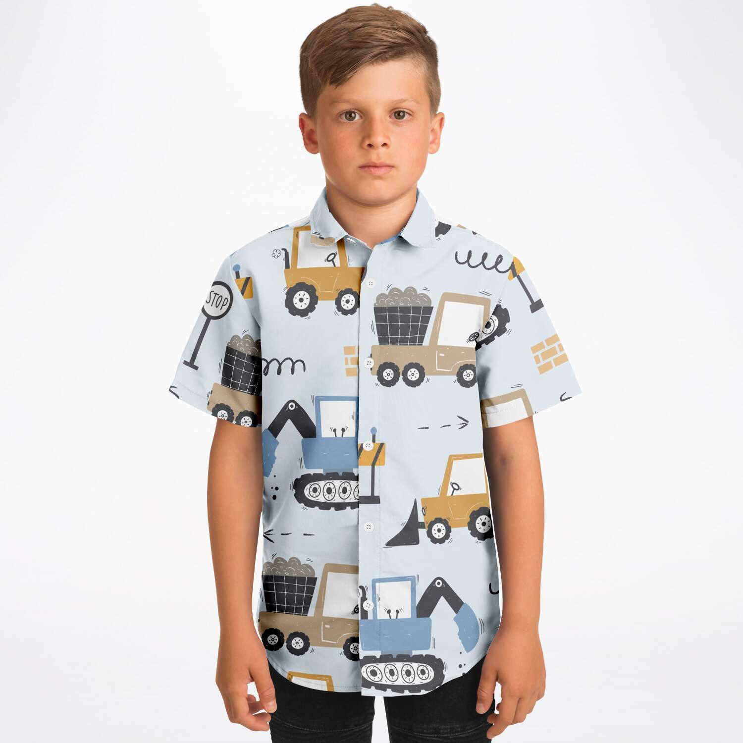 chemise imprimée camions de chantier pour garçon