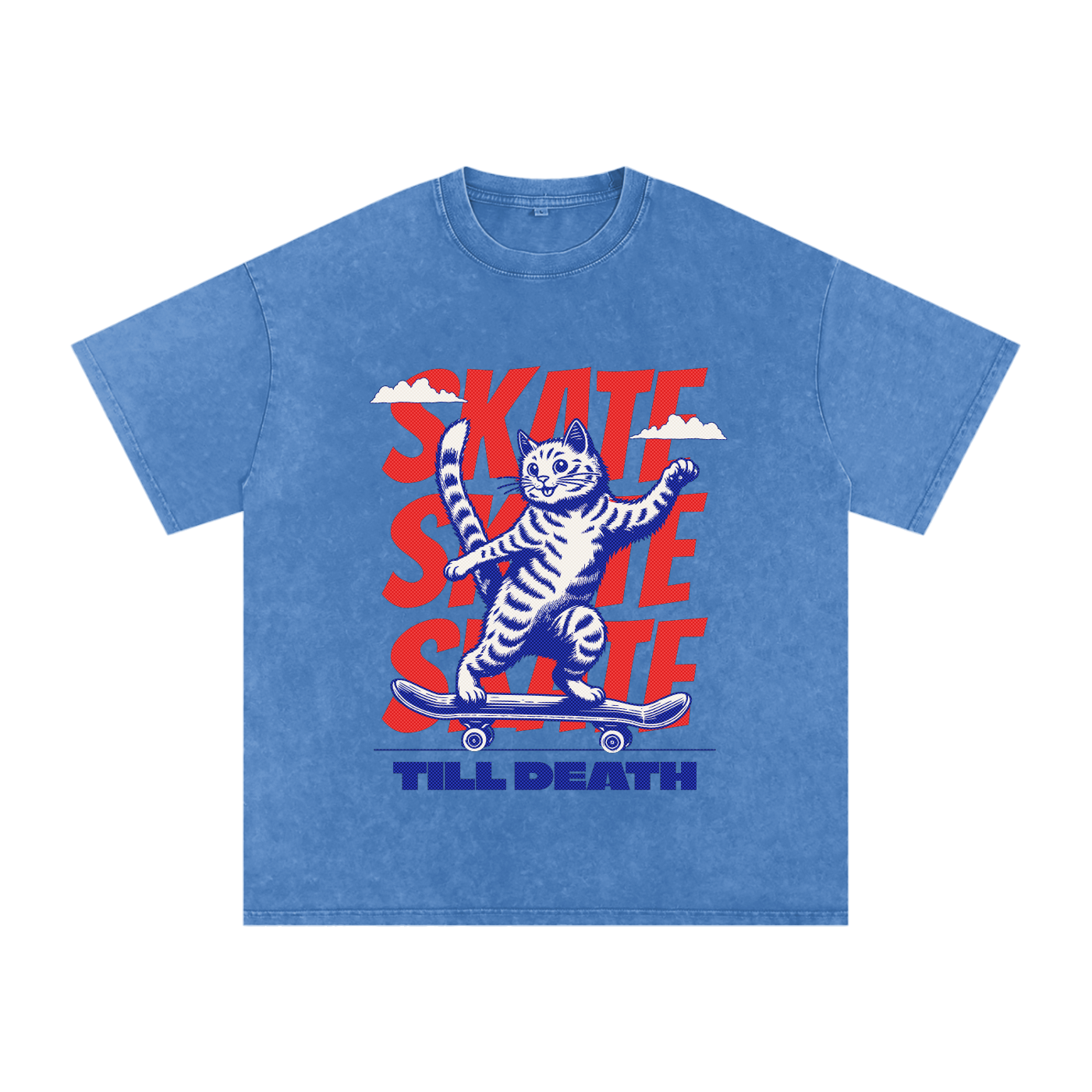T-shirt Oversize "Skate Till Death – Chat Skateur"
