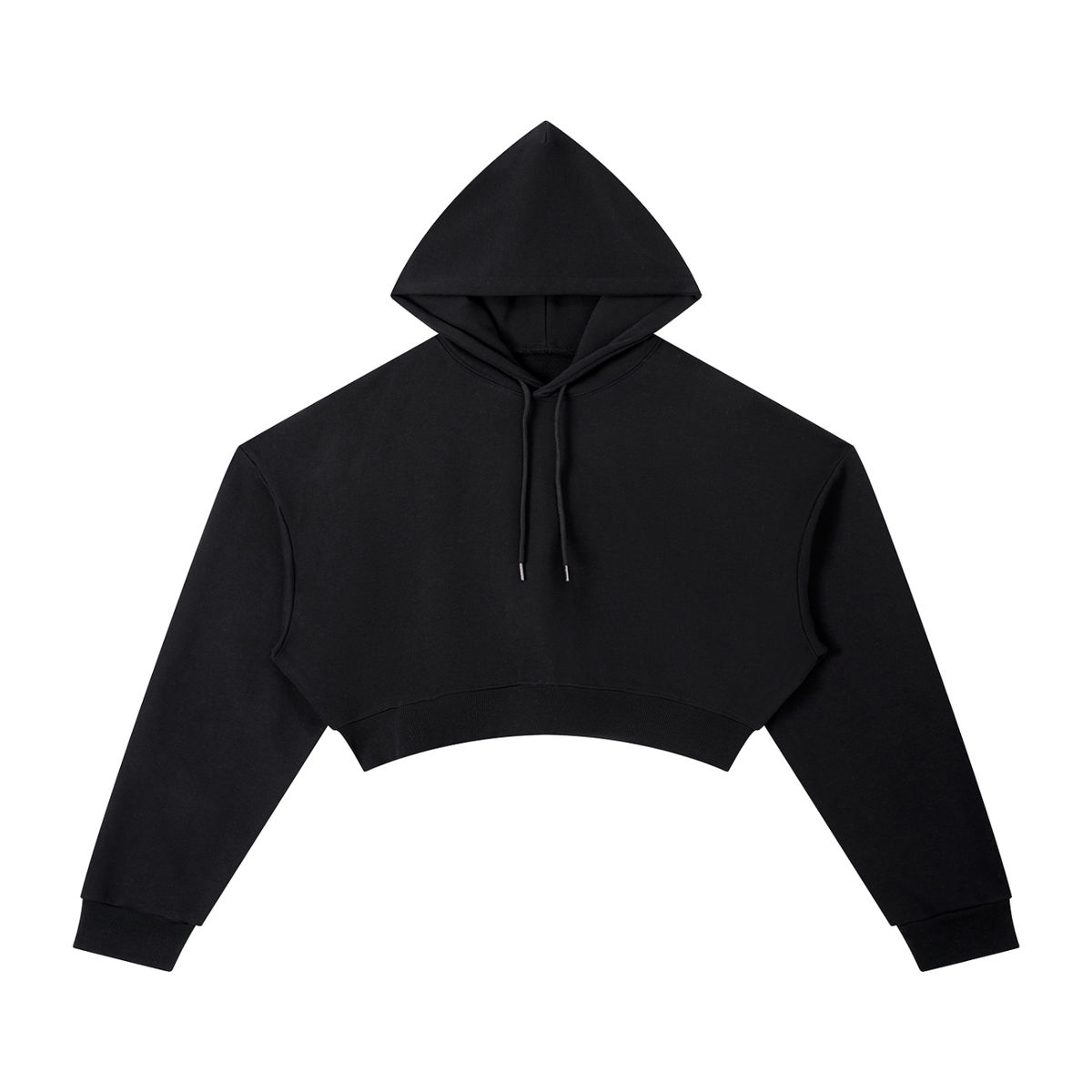 Hoodie crop top femme essentiel noir, vue de face