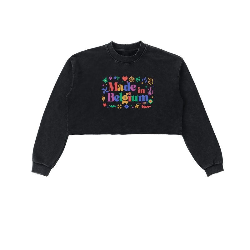 Sweat-shirt court Snow Washed Raw Edge - "MADE IN BELGIUM WITH LOVE"