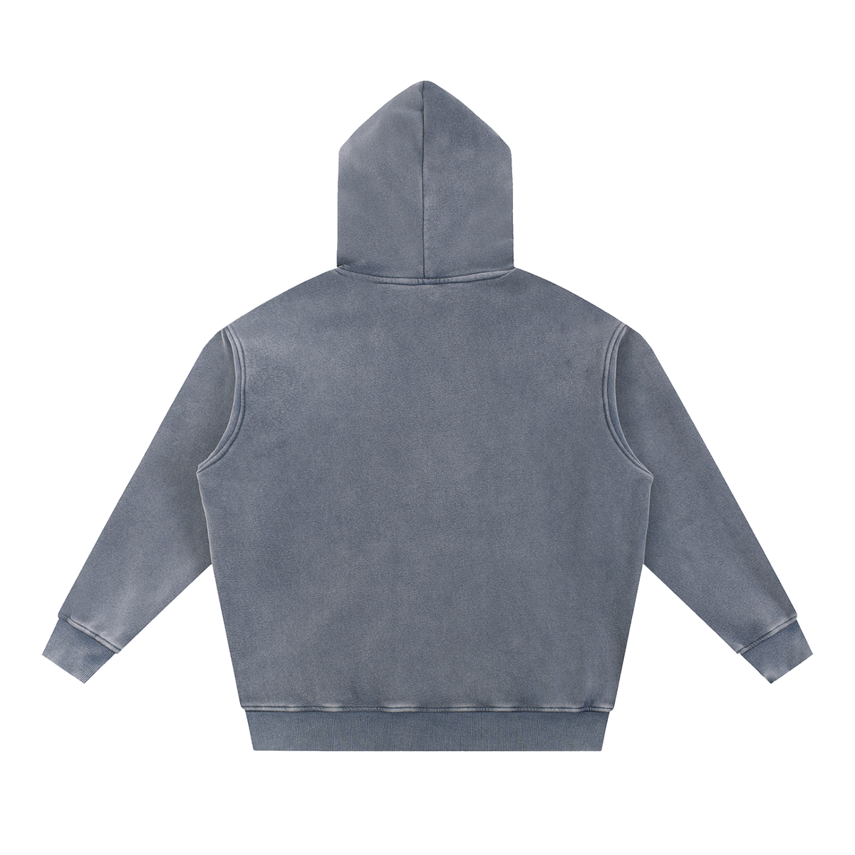 Dos du hoodie oversize délavé bleu roi CHT'M Wear, molleton épais snow wash