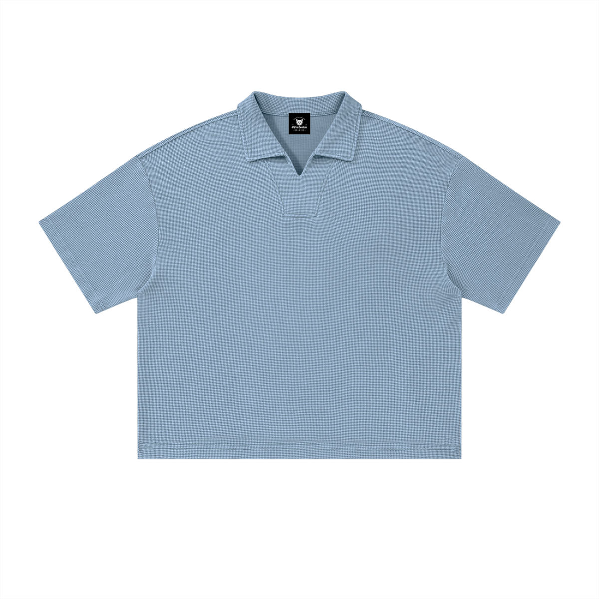 Polo Waffle Vintage Wash Noir — Streetwear Belge