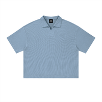 Polo Waffle Vintage Wash Noir — Streetwear Belge
