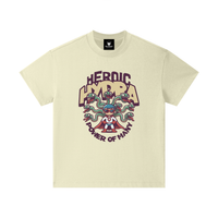 T-shirt enfant oversized Heroic Hydra en beige clair - super-héros et hydre à sept têtes