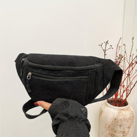 Sac banane velours côtelé beige