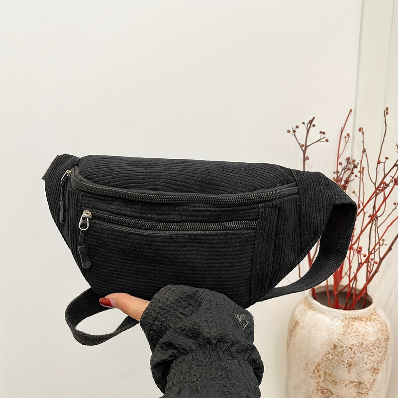 Sac banane velours côtelé beige