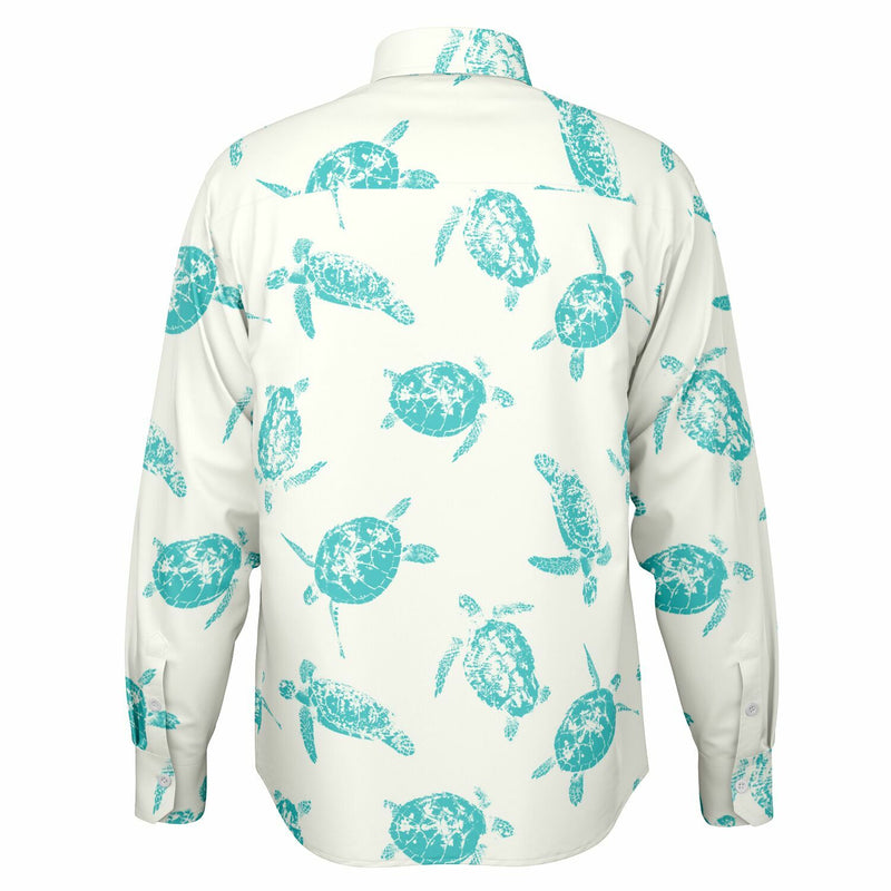 Chemise Homme blanche à tortues  - Manches Longues