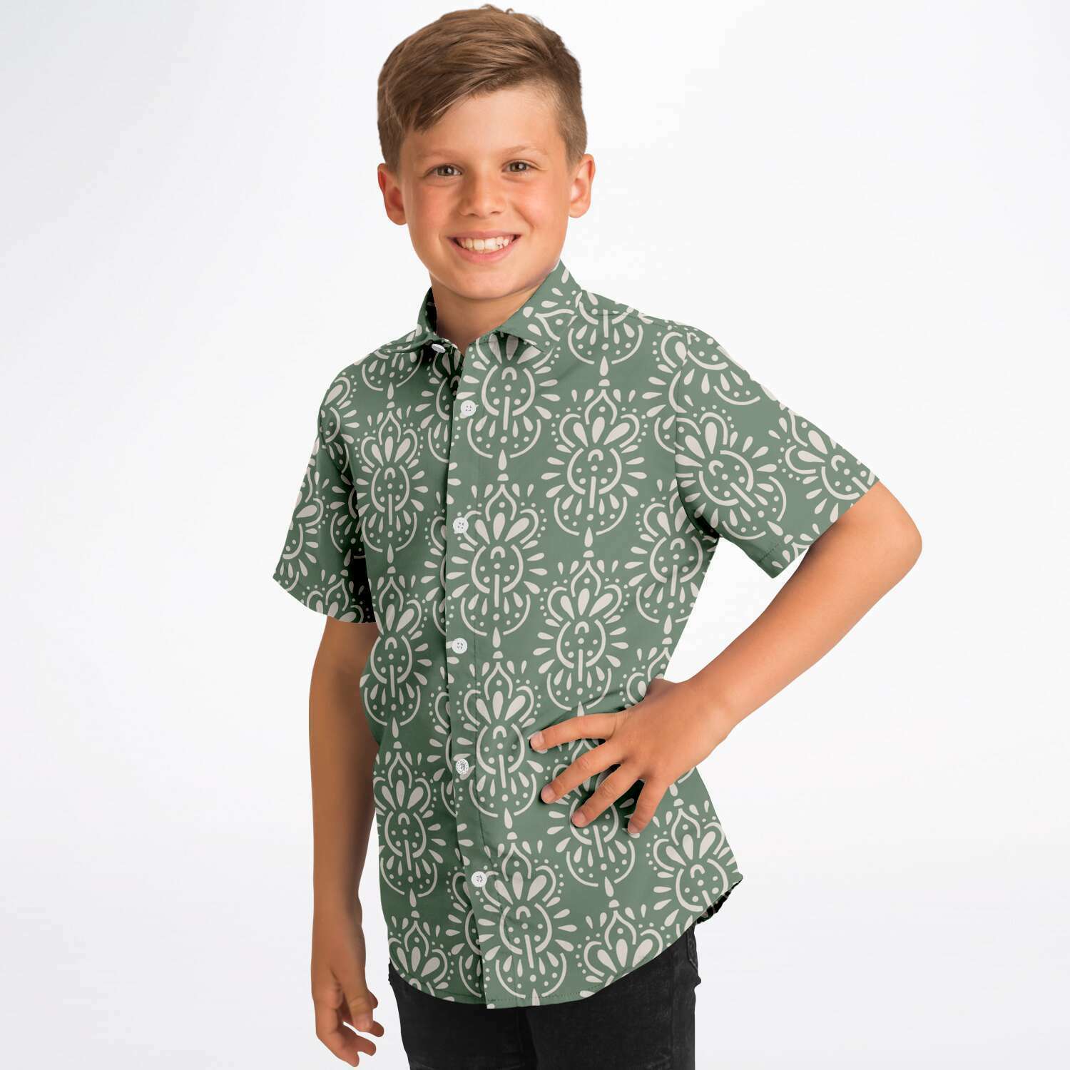 Chemise garçon verte originale fashionista manches courtes