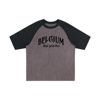 T-shirt belge raglan Made in Belgium coloris Gris violet à bras noirs, lettrage BELGIUM devant