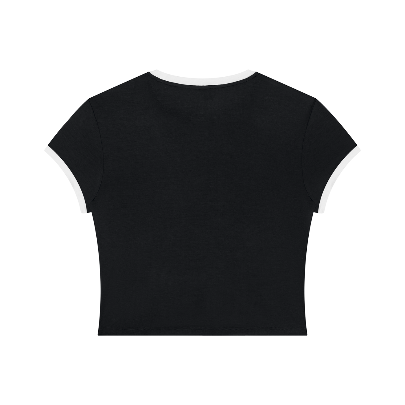 Packshot dos du t-shirt ringer original femme noir / blanc