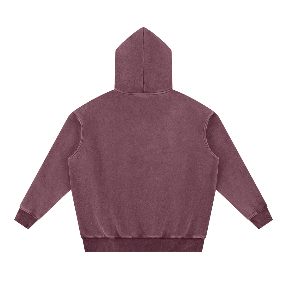 Dos du hoodie oversize délavé rouge jujube CHT'M Wear, molleton épais snow wash