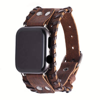 Bracelet Apple Watch manchette en cuir style punk, vue détaillée 3