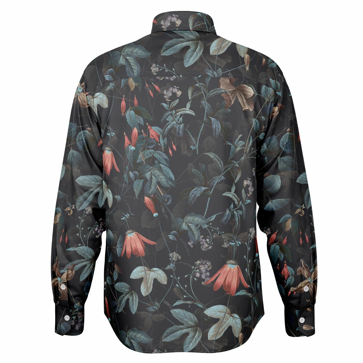 chemise noire avec motifs floraux pour homme