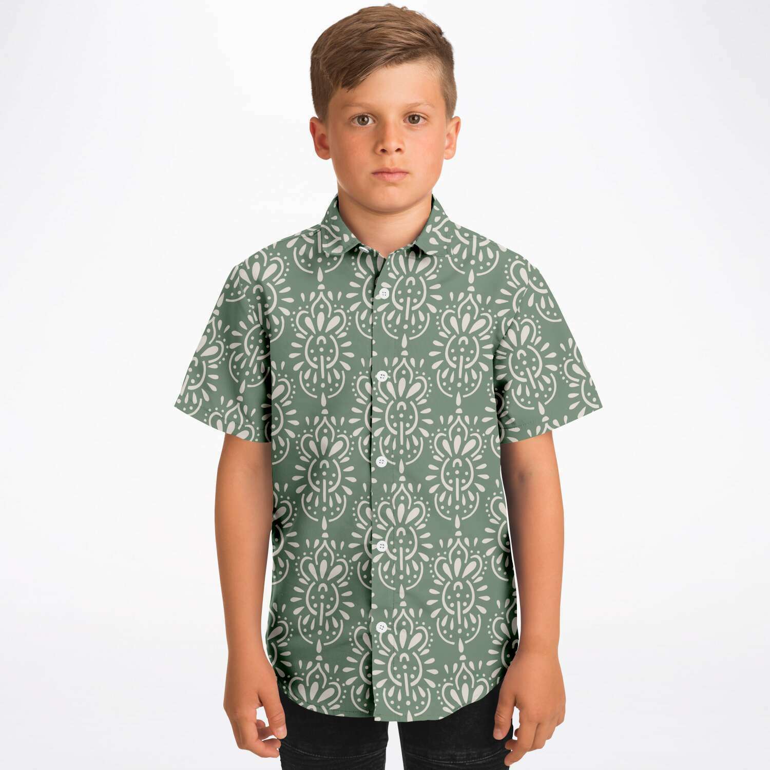chemise garçonnette verte originale manches courtes