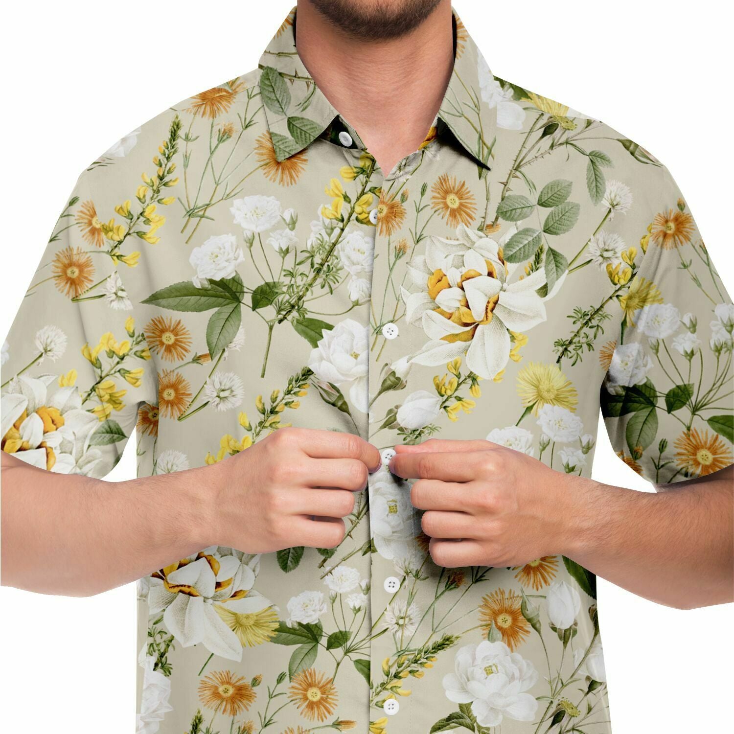 chemise courte à fleurs pour homme