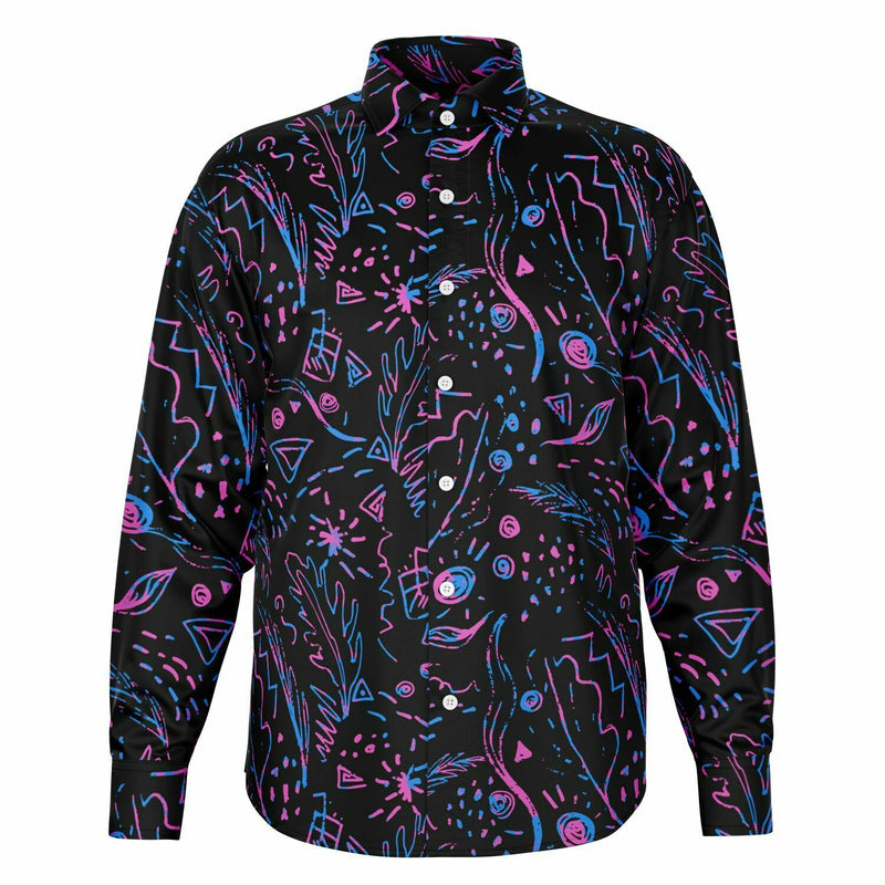 CHEMISE HOMME noire et mauve MANCHES LONGUES