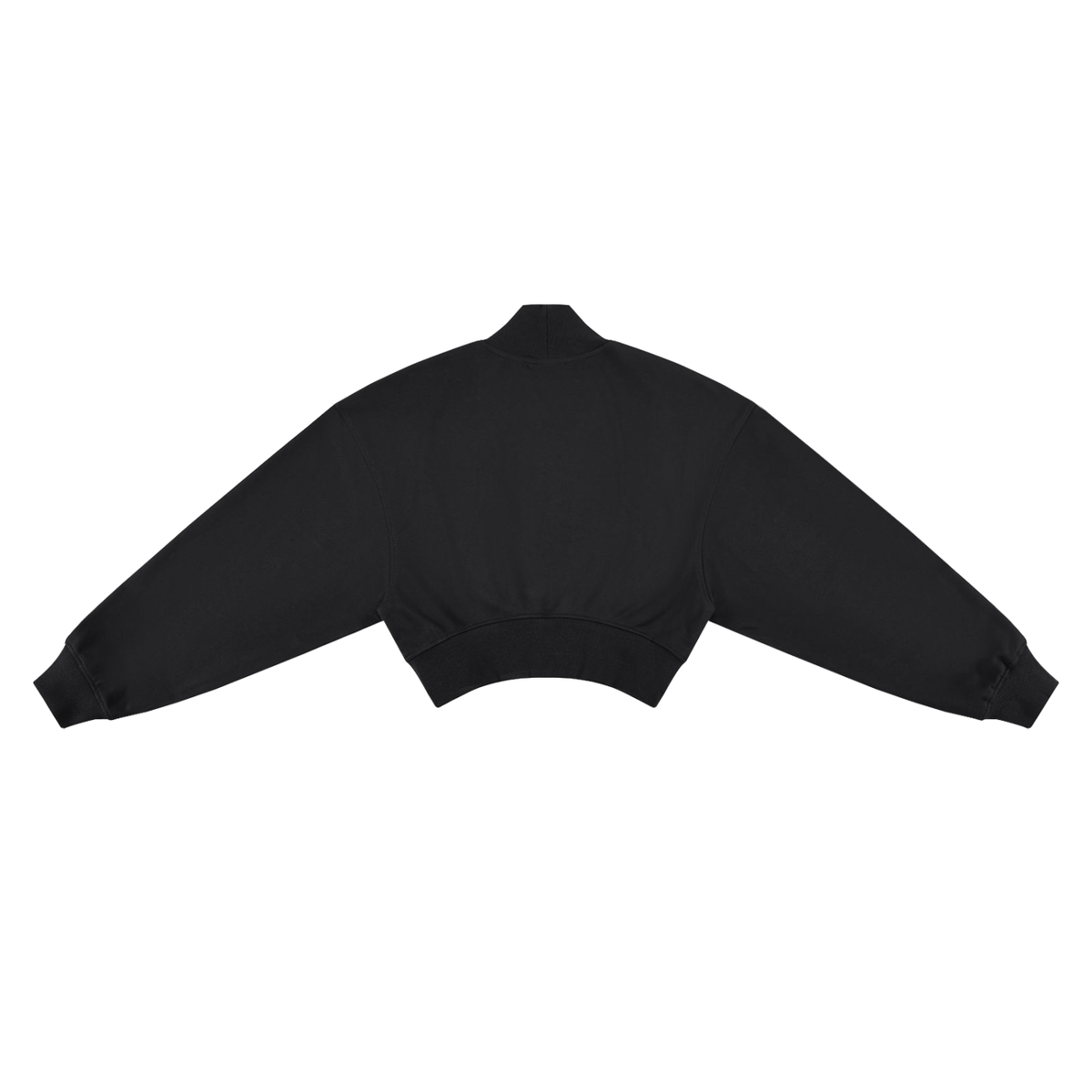 Dos du sweat col montant femme crop top noir
