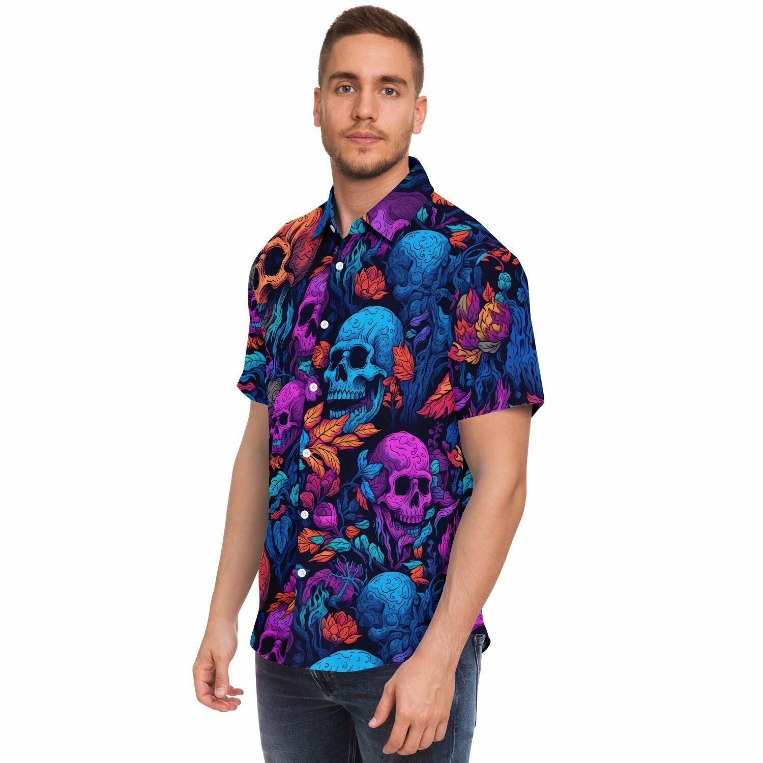 vêtement homme à motif têtes de mort fluo