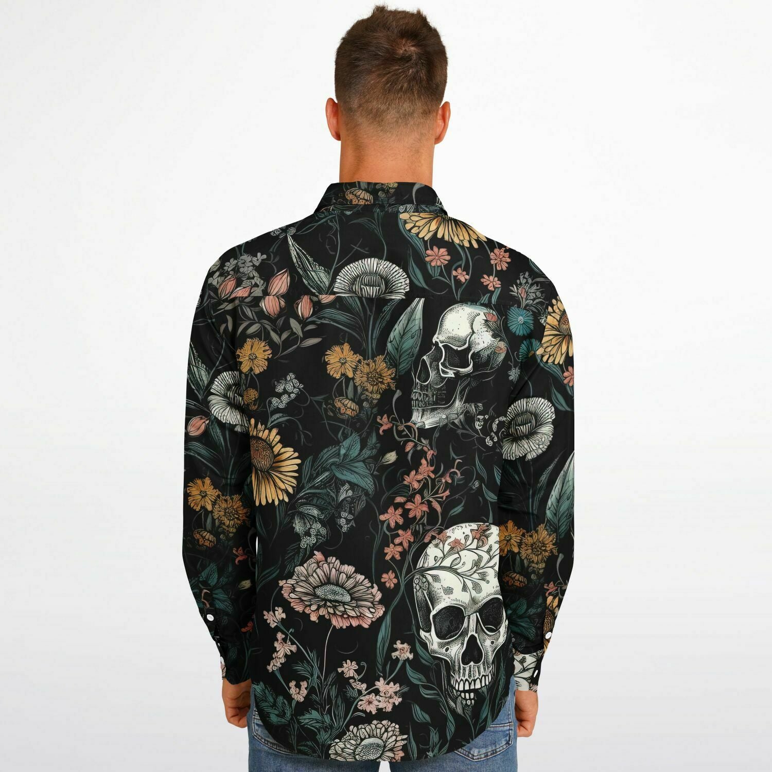 chemise originale homme manches longues têtes de mort