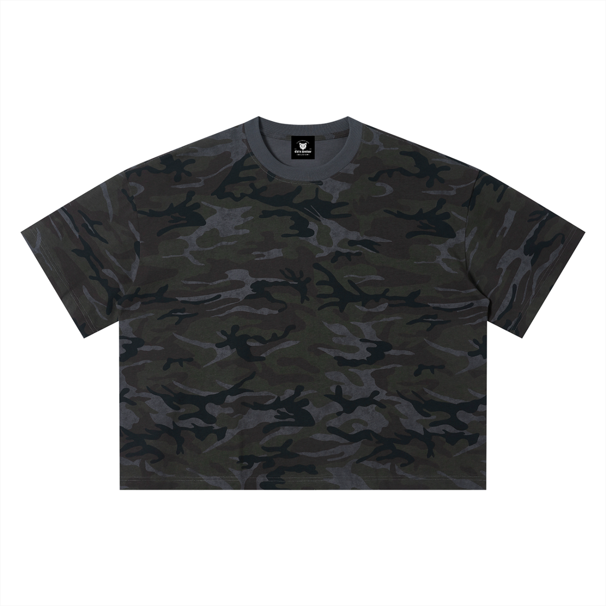 T-shirt Boxy Motif Camouflage Kaki — Streetwear Belge