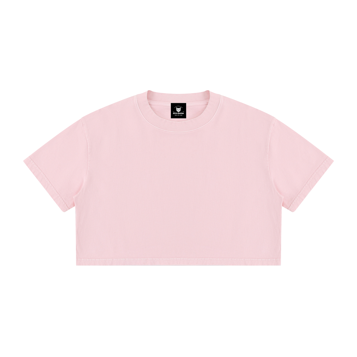 T-shirt femme crop top délavé rose, vue de face