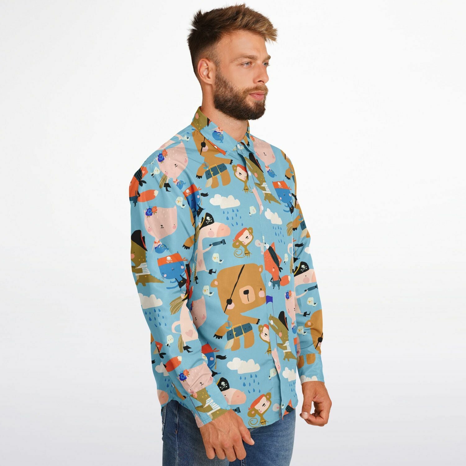 chemise pirate en bleu pour homme