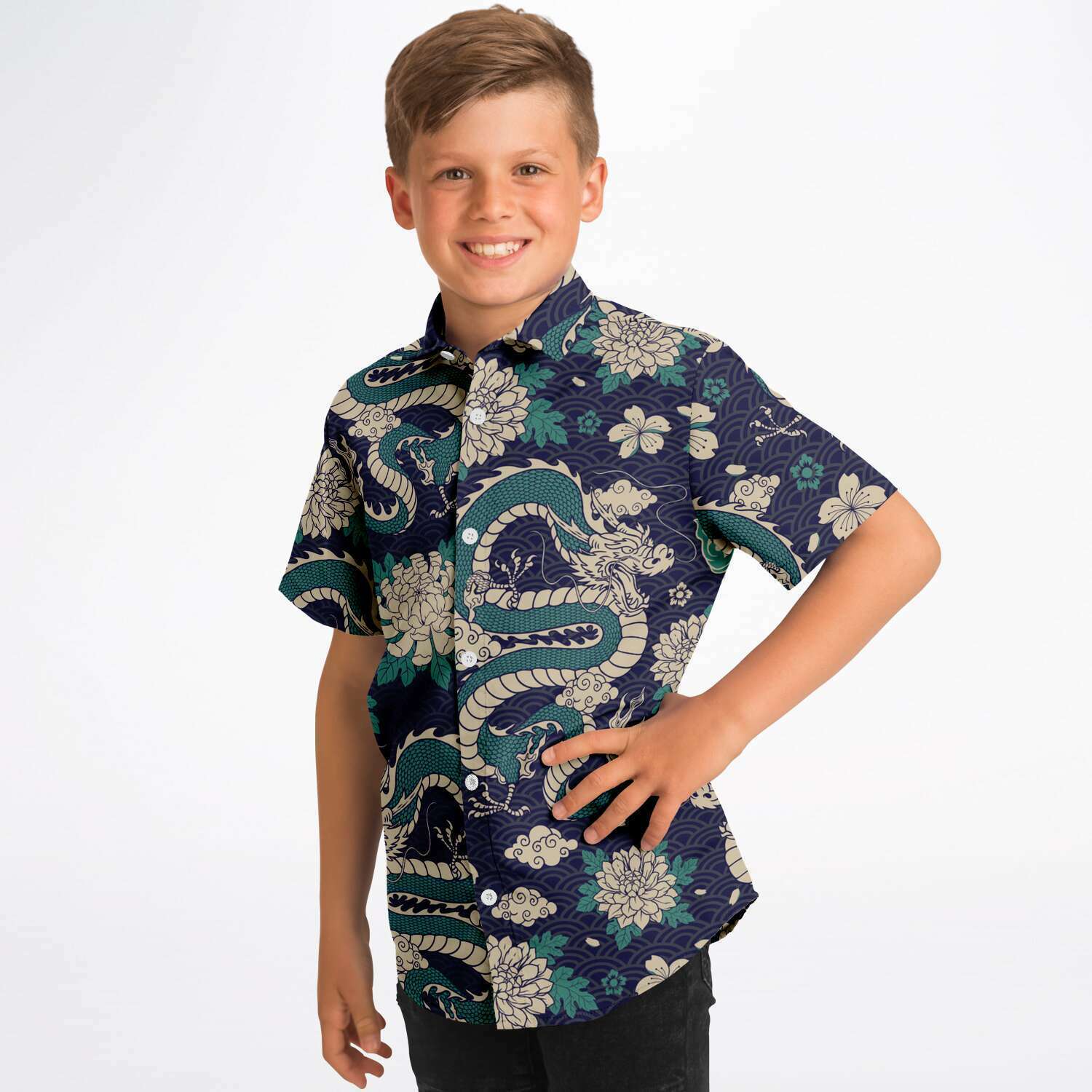 chemise garçon avec design de dragons