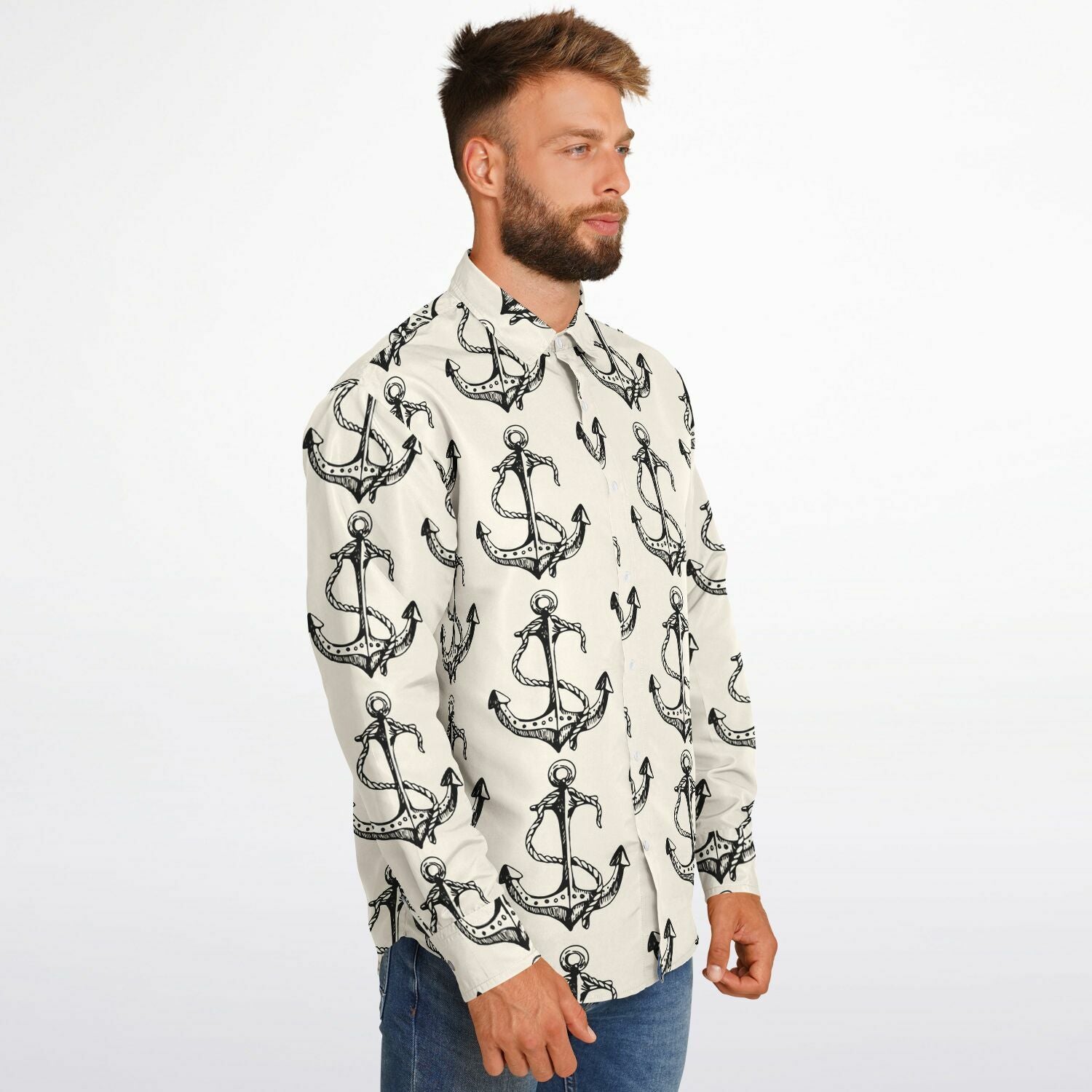 chemise homme style marin avec ancre