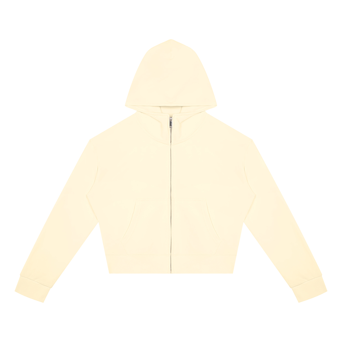 Sweat zippé crop top femme original crème, vue de face
