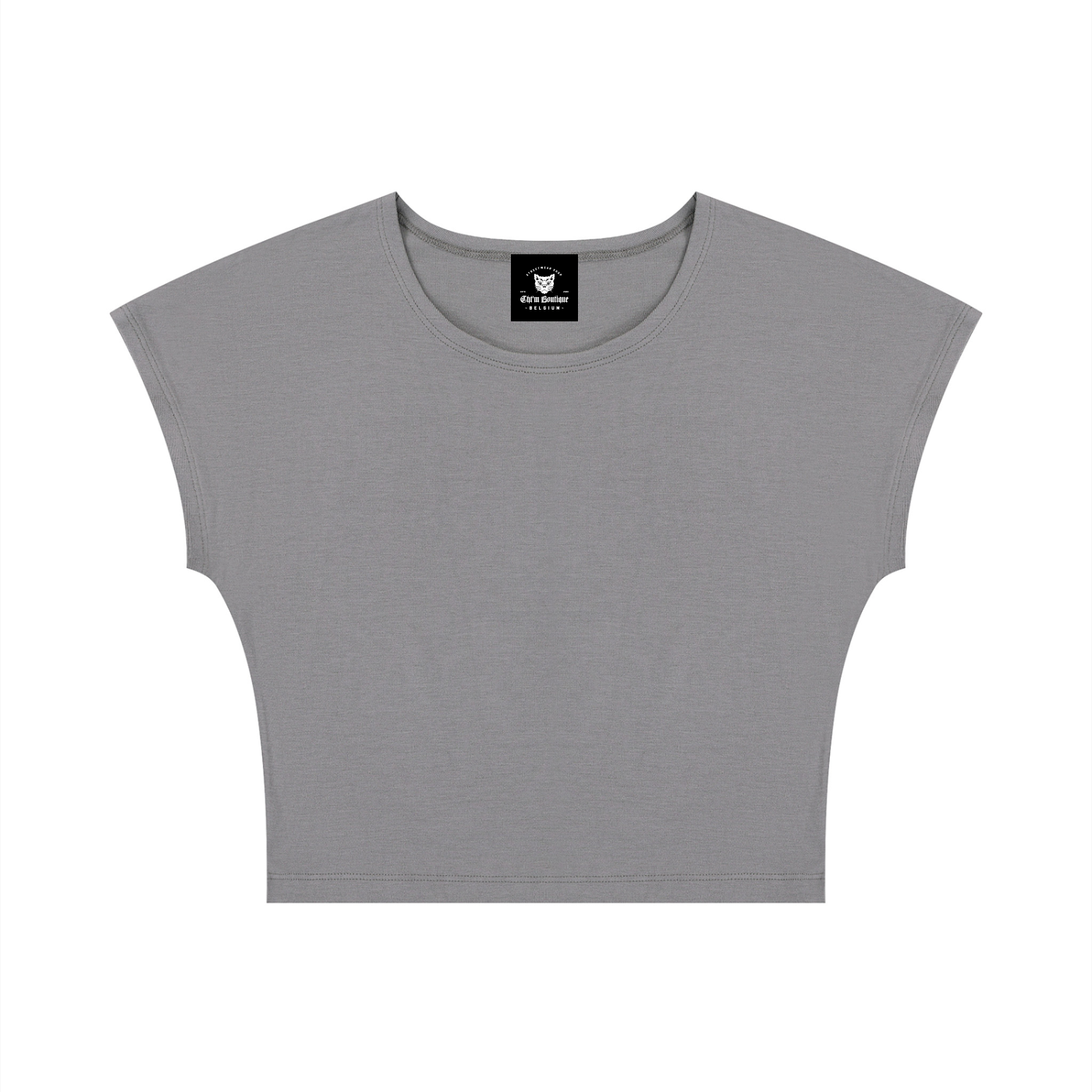 Packshot face du crop top t-shirt original femme gris