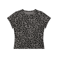 T-shirt femme léopard crop top anthracite, vue de face