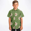 Chemise garçon verte à fleurs originale manches courtes