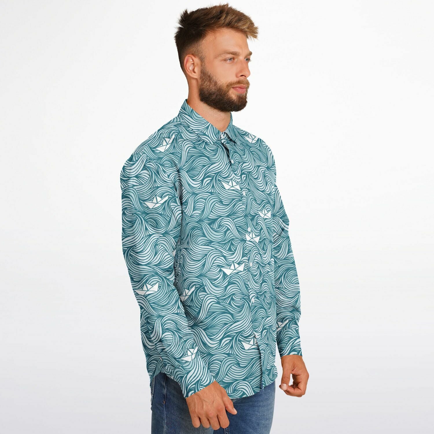 chemise moderne pour homme en bleu abstrait