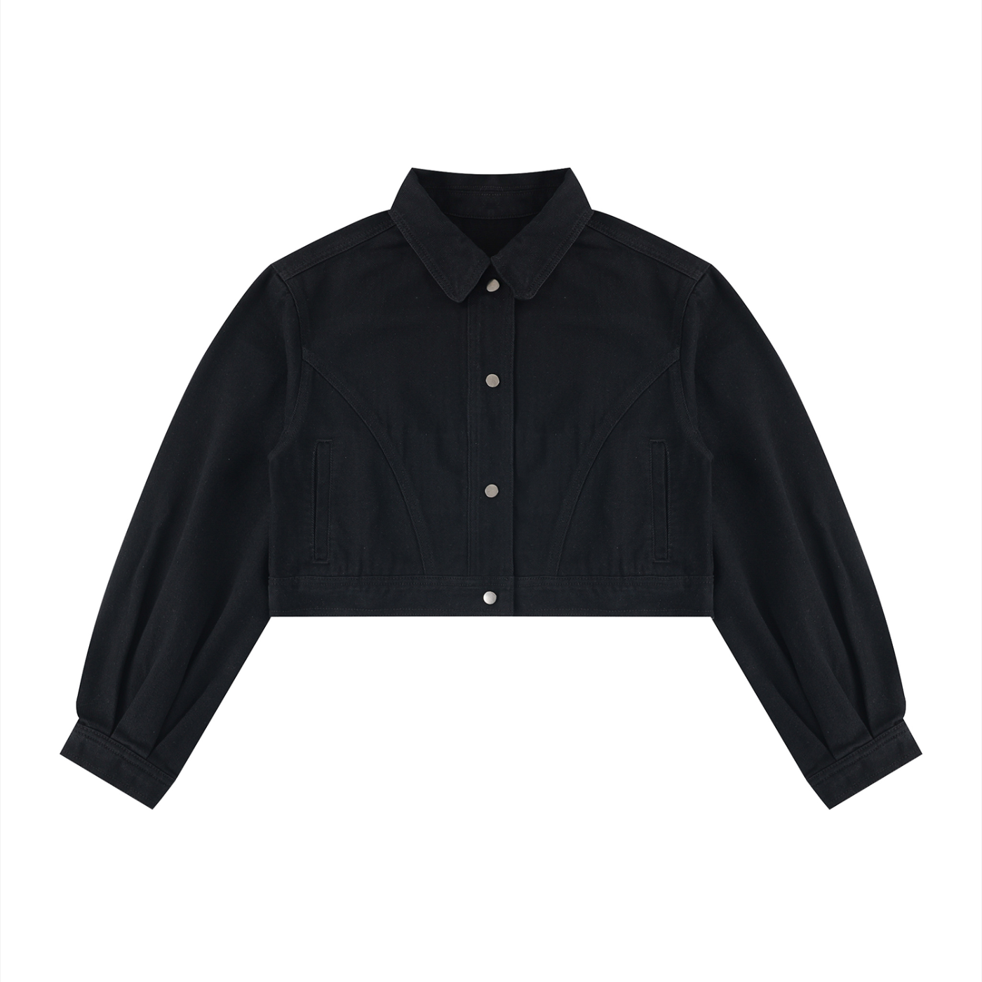 Packshot face de la veste en jean crop original femme noir