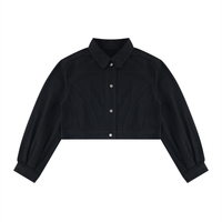Packshot face de la veste en jean crop original femme noir