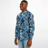chemise bleue originale avec motifs floraux