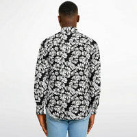 chemise homme fashion fleurs blanches sur noir