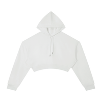 Hoodie crop top femme essentiel blanc, vue de face
