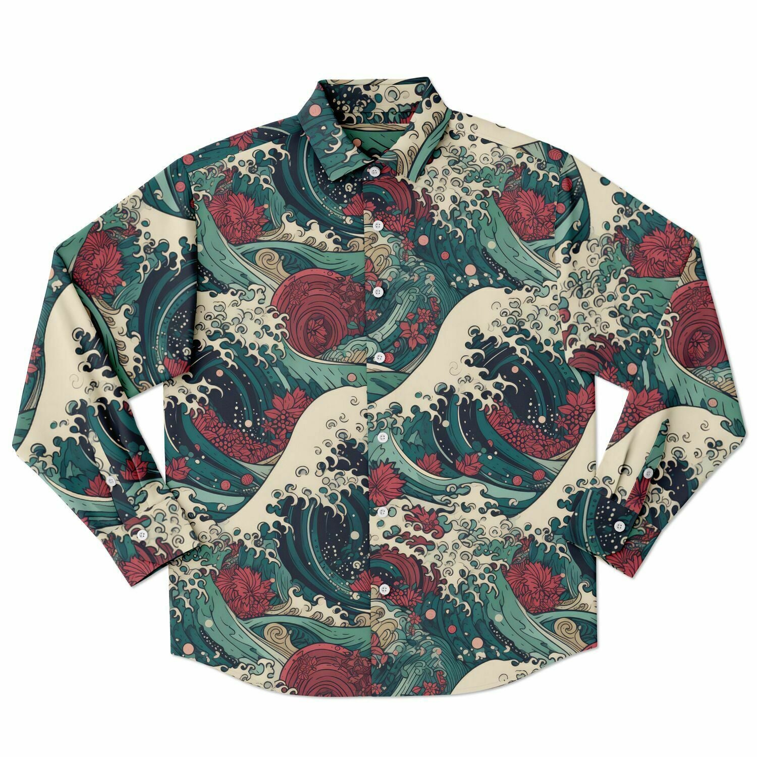 vagues japon chemise homme manches longues