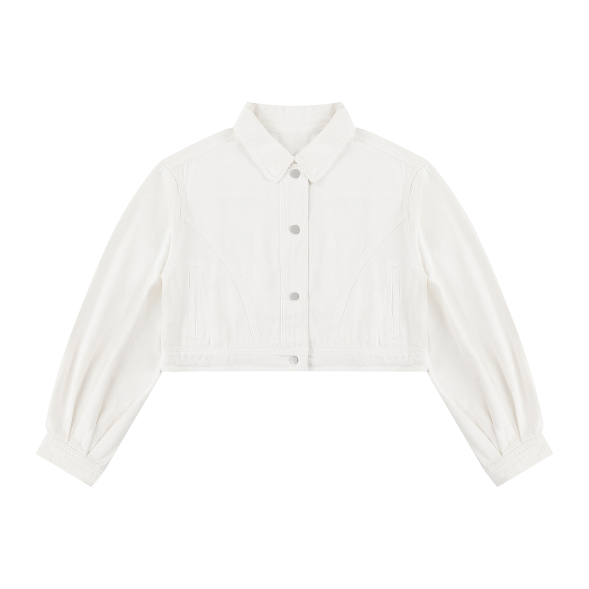 Veste en jean courte femme blanc, vue de face