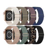 Lot de 8 bracelets Apple Watch élastiques en nylon, coloris lot neutres et léopard