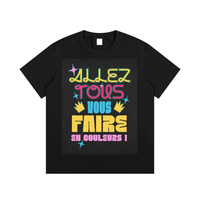 T-shirt allez tous vous faire en couleurs en noir - slogan fluo très contrasté