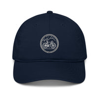 Casquette baseball bio mountain bike noir gros plan sur le tissu CHT'M Boutique